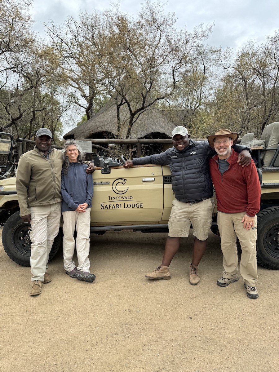 Nancy and me with Dimingo (tracker) and Wise (driver). And, of course, the truck.